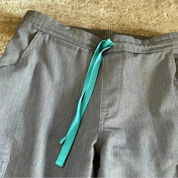 Figs Yola Scrub Pants Slim Leg Gray Turquoise: XS - Picture 4 of 11
